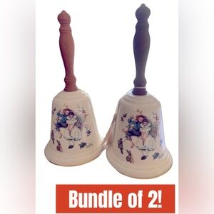 Antique Norman Rockwell Gorham China bell. Set of 2. Original‎ tag. 1975